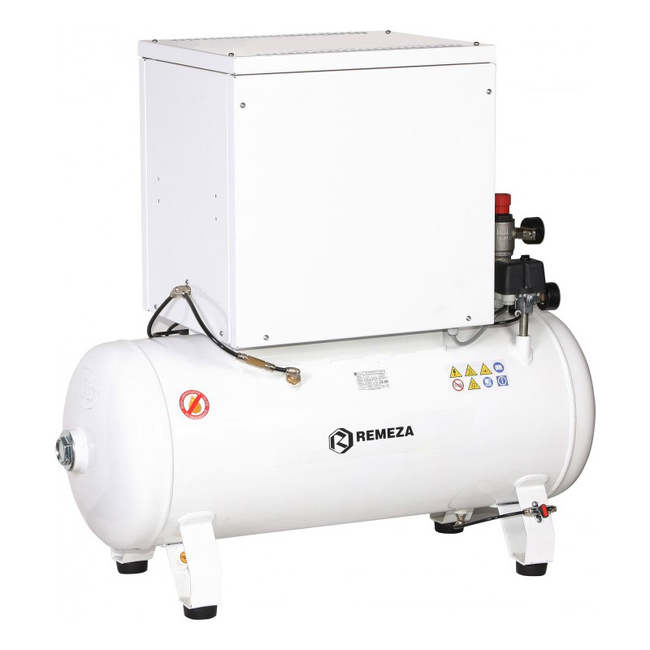Remeza КМ-100.OLD20ТК - безмасляный компрессор для 4-х стоматологических установок, без осушителя, с кожухом, с ресивером 100 л, 320 л/мин | Remeza (Белоруссия)