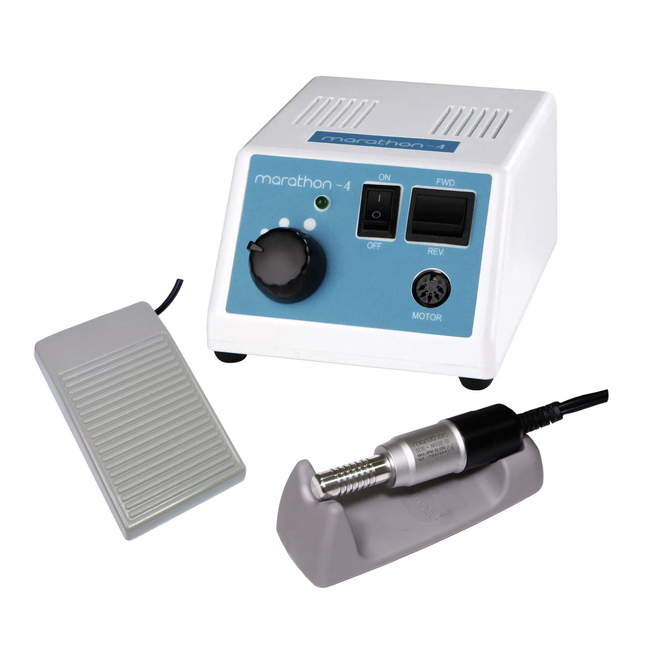 Marathon 4 - щеточный зуботехнический микромотор SDE-M33E-B, 35000 об/мин, педаль SFP-27 | Saeyang Microtech (Ю. Корея)