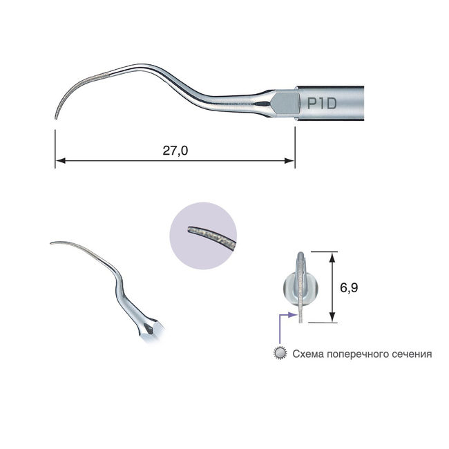 P1D - пародонтологическая насадка к скейлерам Varios (для NSK/Satelec) | NSK Nakanishi (Япония)