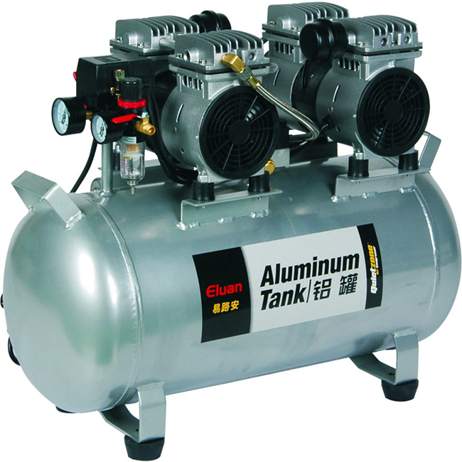 JWA50 - безмасляный компрессор для одной стоматологической установки, без осушителя, с алюминиевым ресивером 50 л, 110 л/мин | Eluan (Китай)