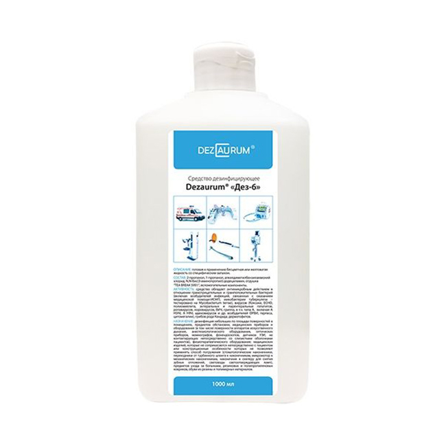 Дез-6 - средство дезинфицирующее с отдушкой, флакон, 1 л | Dezaurum (Россия)