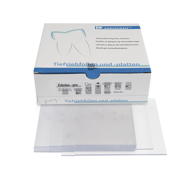 Erkoloc-pro - термоформовочные пластины, бесцветные, квадратные, 125×125 мм, 10 шт. | Erkodent (Германия)