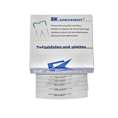 Erkoflex-bleach - термоформовочные пластины, бесцветные, квадратные, 125×125 мм, толщина 1 мм, 20 шт. | Erkodent (Германия)