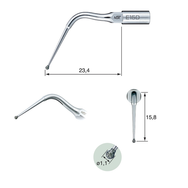 E15D - эндодонтическая насадка к скейлерам Varios | NSK Nakanishi (Япония)