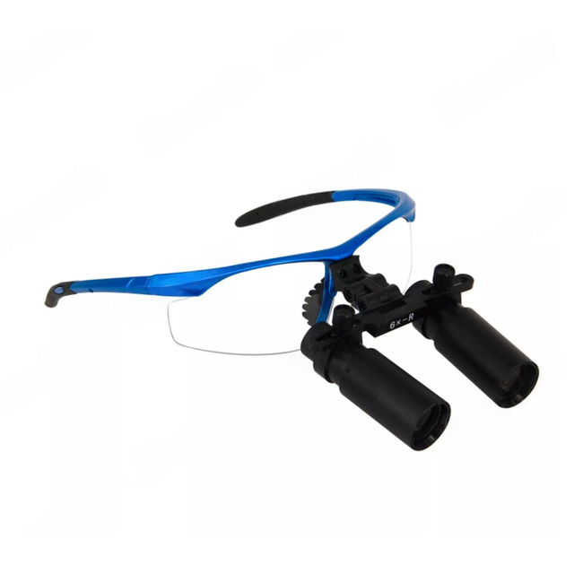 DM6.0X + BP frame - бинокулярные лупы системы Flip-up на усиленной спортивной оправе, увеличение 6.0х | Ymarda (Китай)