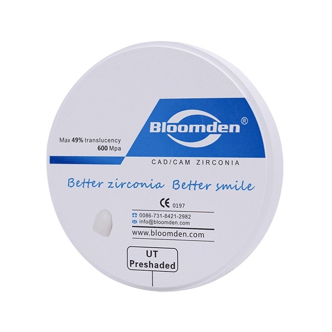 UT Preshaded - циркониевый диск ультра-прозрачный, предварительно окрашенный, диаметр 98 мм | Bloomden (Китай)