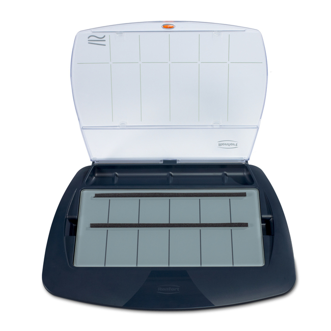 Палитра стеклянная, частично самоувлажняющаяся, с двумя увлаж. полосками lay:art crystal aqua xl | Renfert (Германия)