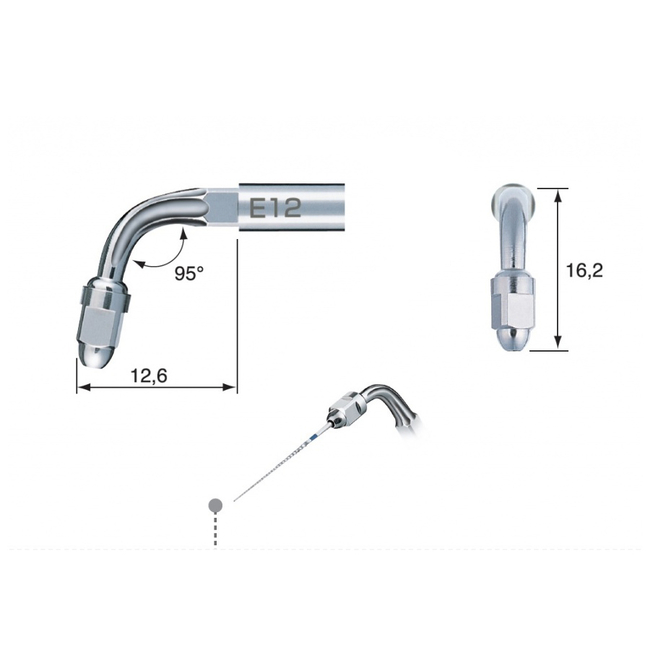 E12 - эндодонтическая насадка к скейлерам Varios для файлов 95°, для моляров | NSK Nakanishi (Япония)