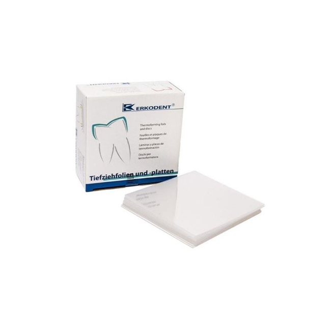 Erkodur-S - термоформовочные пластины, прозрачные, толщина 0,8 мм, квадратные, 125×125 мм, 20 шт. | Erkodent (Германия)