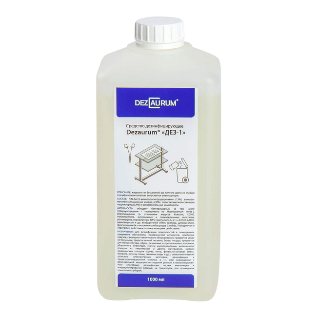 Дез-1 - средство дезинфицирующее, флакон, 1 л | Dezaurum (Россия)