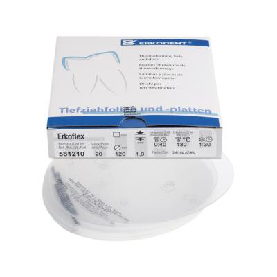 Erkoflex - термоформовочные пластины, бесцветные, толщина 1 мм, круглые, диаметр 120 мм, 20 шт. | Erkodent (Германия)