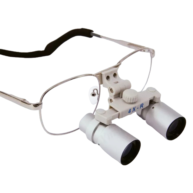 CH4.0X + Metal frame - бинокулярные лупы системы Flip-up на металлической оправе, увеличение 4.0х | Ymarda (Китай)