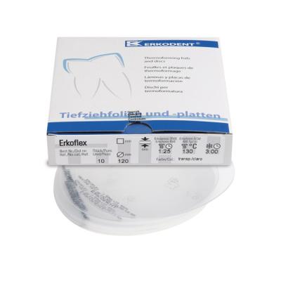 Erkoflex - термоформовочные пластины, бесцветные, круглые, диаметр 120 мм, 10 шт. | Erkodent (Германия)